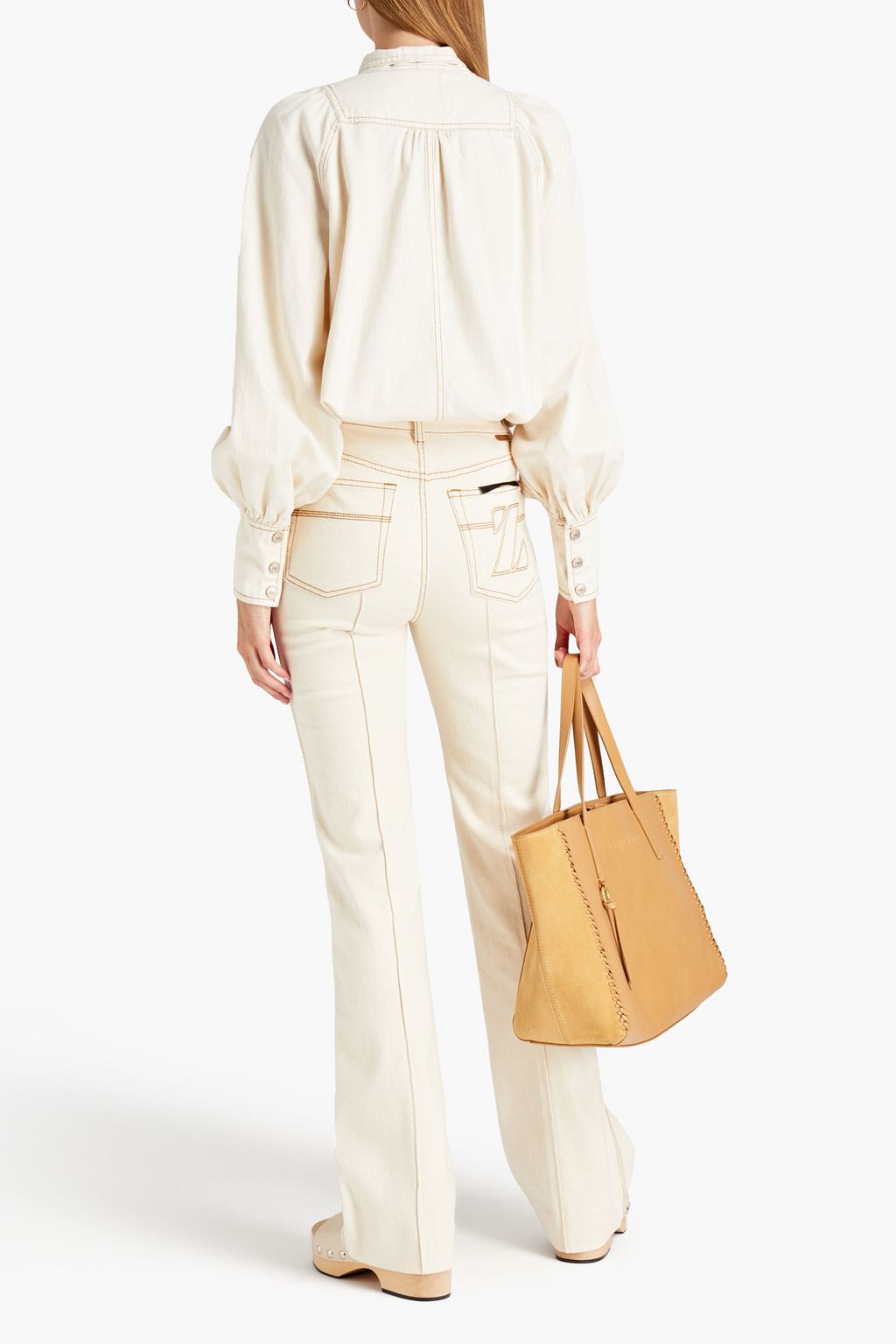 ZIMMERMANN Embroidered high-rise bootcut jeans
