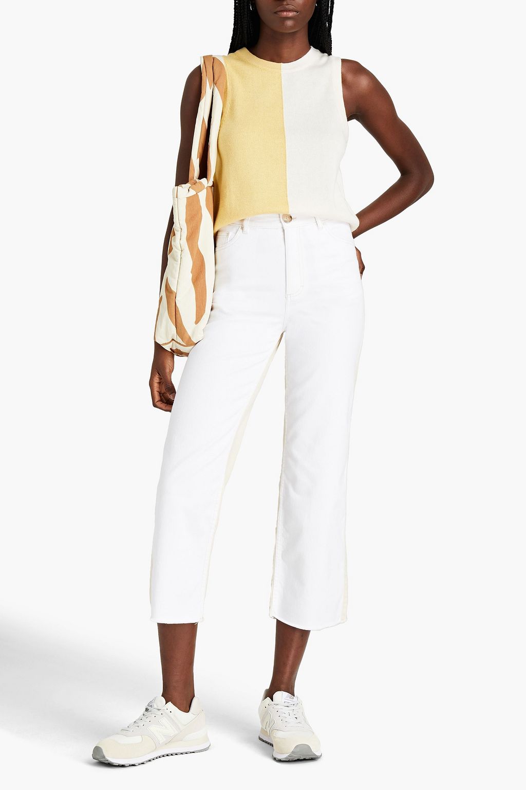 BAUM UND PFERDGARTEN Needra zweifarbige, hoch sitzende Cropped Jeans mit geradem Bein