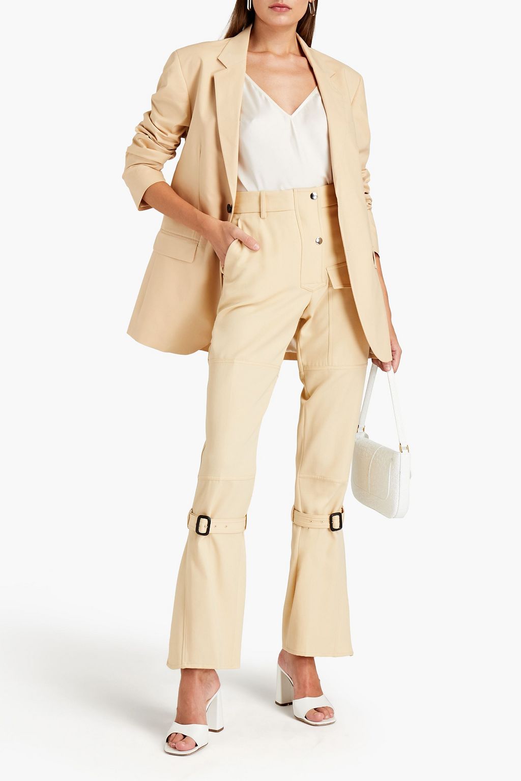 VICTORIA BECKHAM Buckle-detailed wool-twill bootcut pants