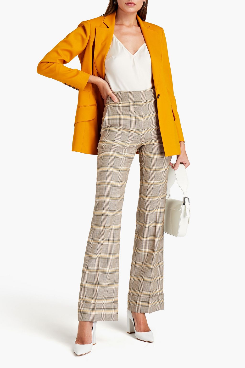 VICTORIA BECKHAM Checked wool bootcut pants