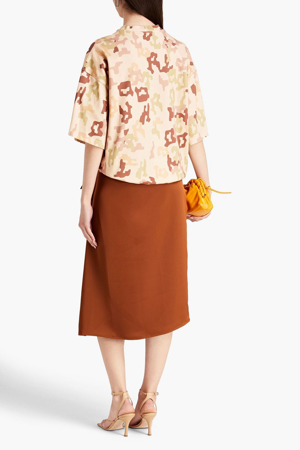 THE ATTICO Draped satin midi skirt