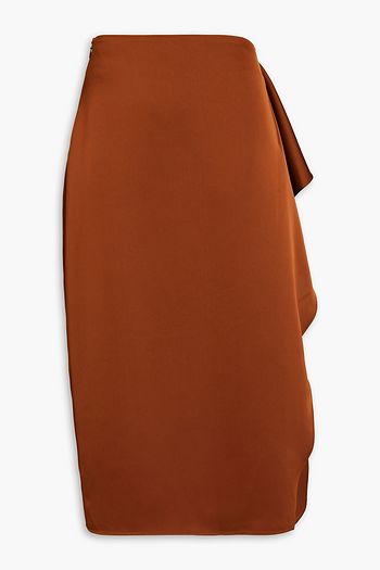 THE ATTICO Draped satin midi skirt