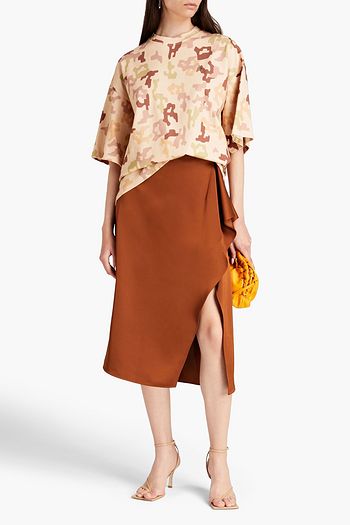 THE ATTICO Draped satin midi skirt