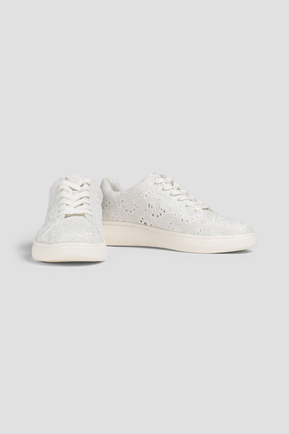 Kate Spade Embroidered Faux Leather Sneakers In Optic White Leather