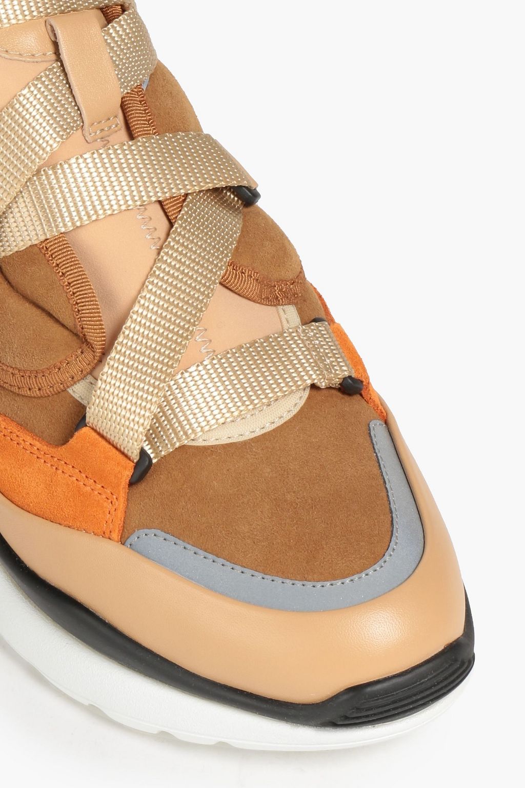 CHLOÉ Leather-trimmed shearling high-top sneakers