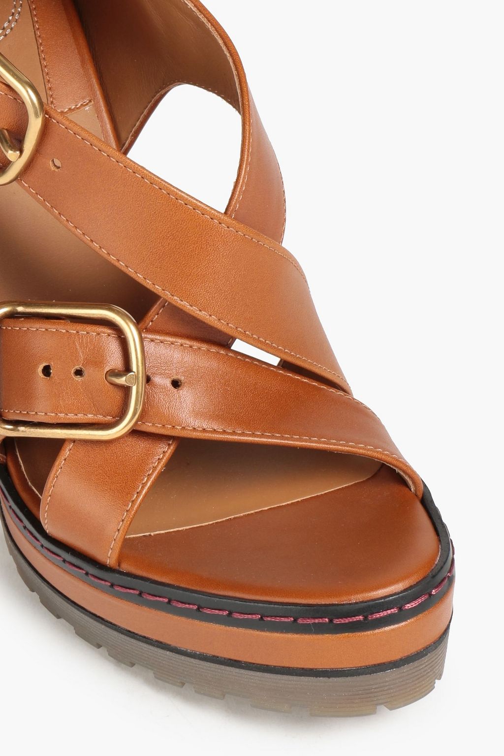 CHLOÉ Buckled leather platform sandals