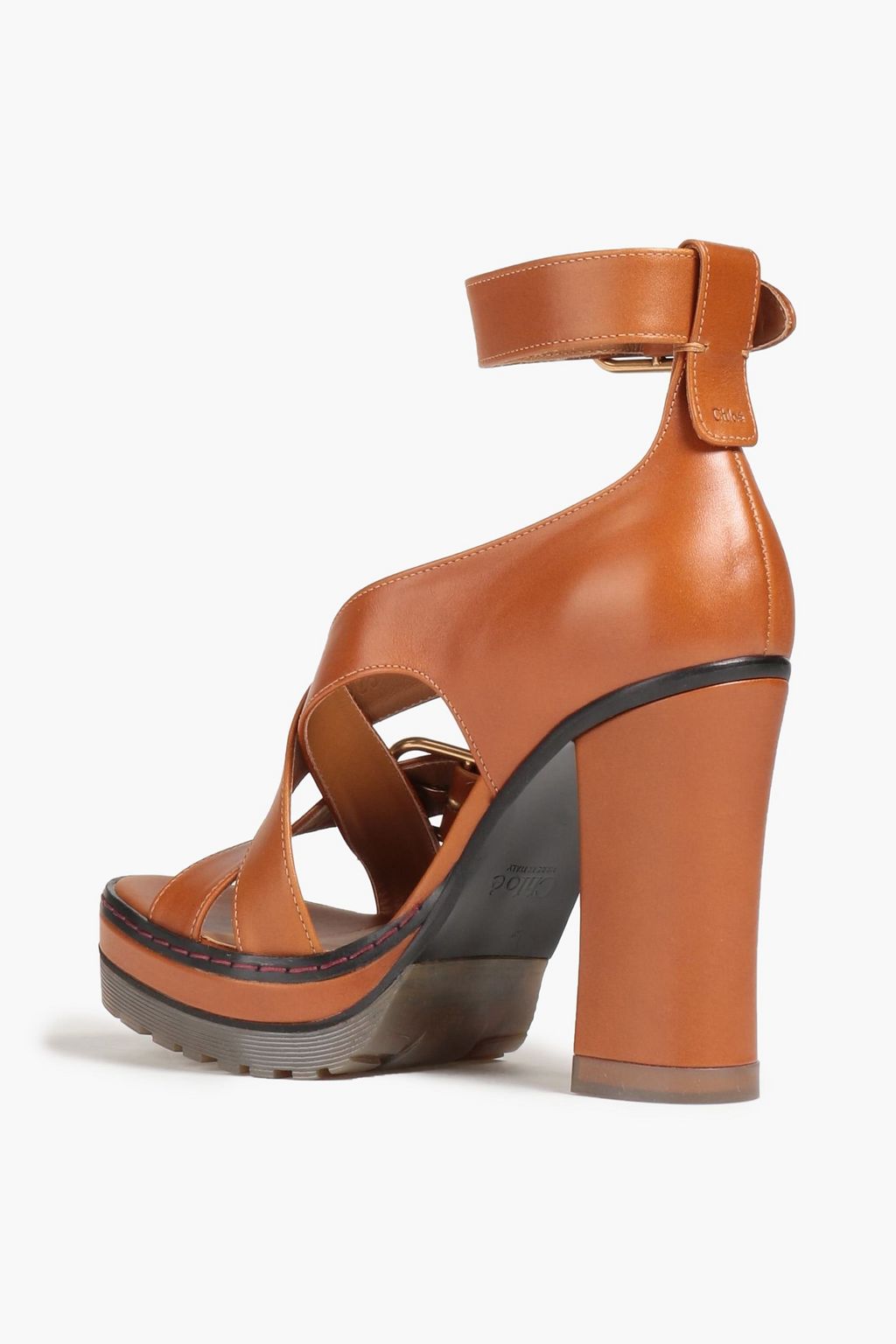 CHLOÉ Buckled leather platform sandals