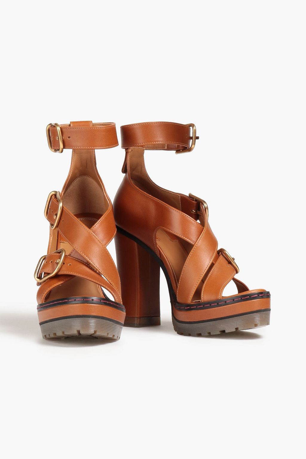 CHLOÉ Buckled leather platform sandals