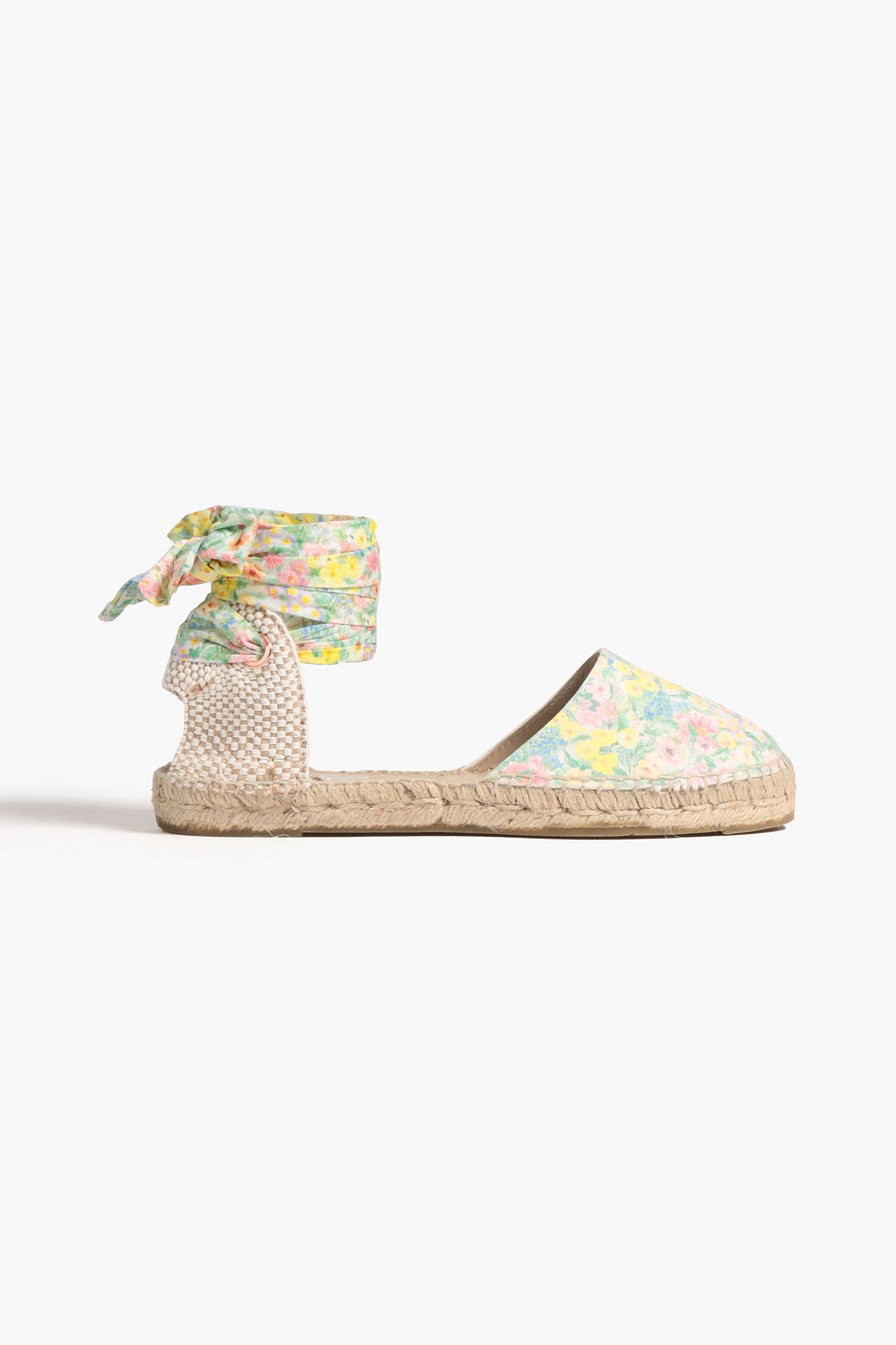 Manebi Floral-print Suede Espadrilles In Neutrals