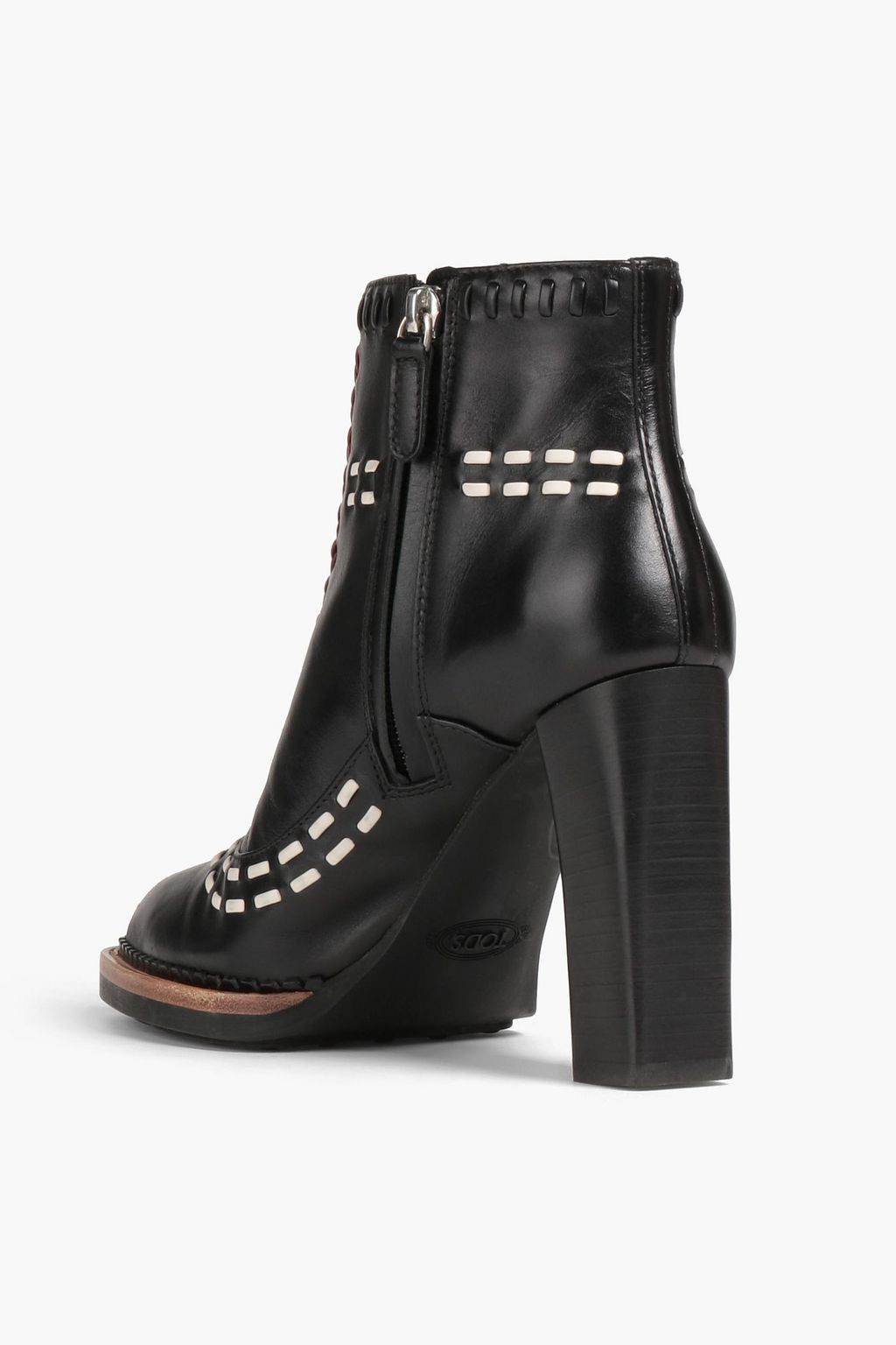 TOD'S Whipstitched leather ankle boots