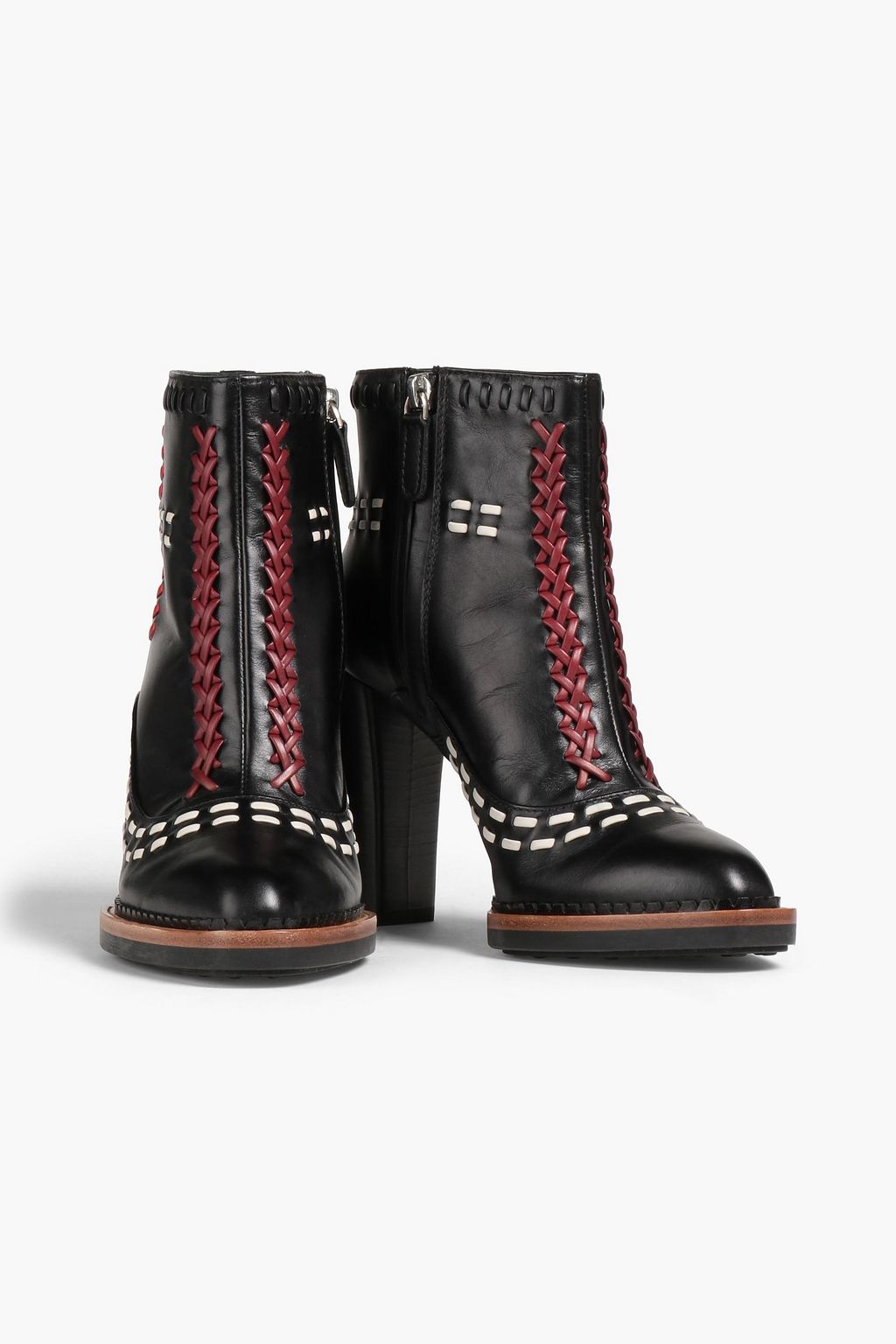 TOD'S Whipstitched leather ankle boots