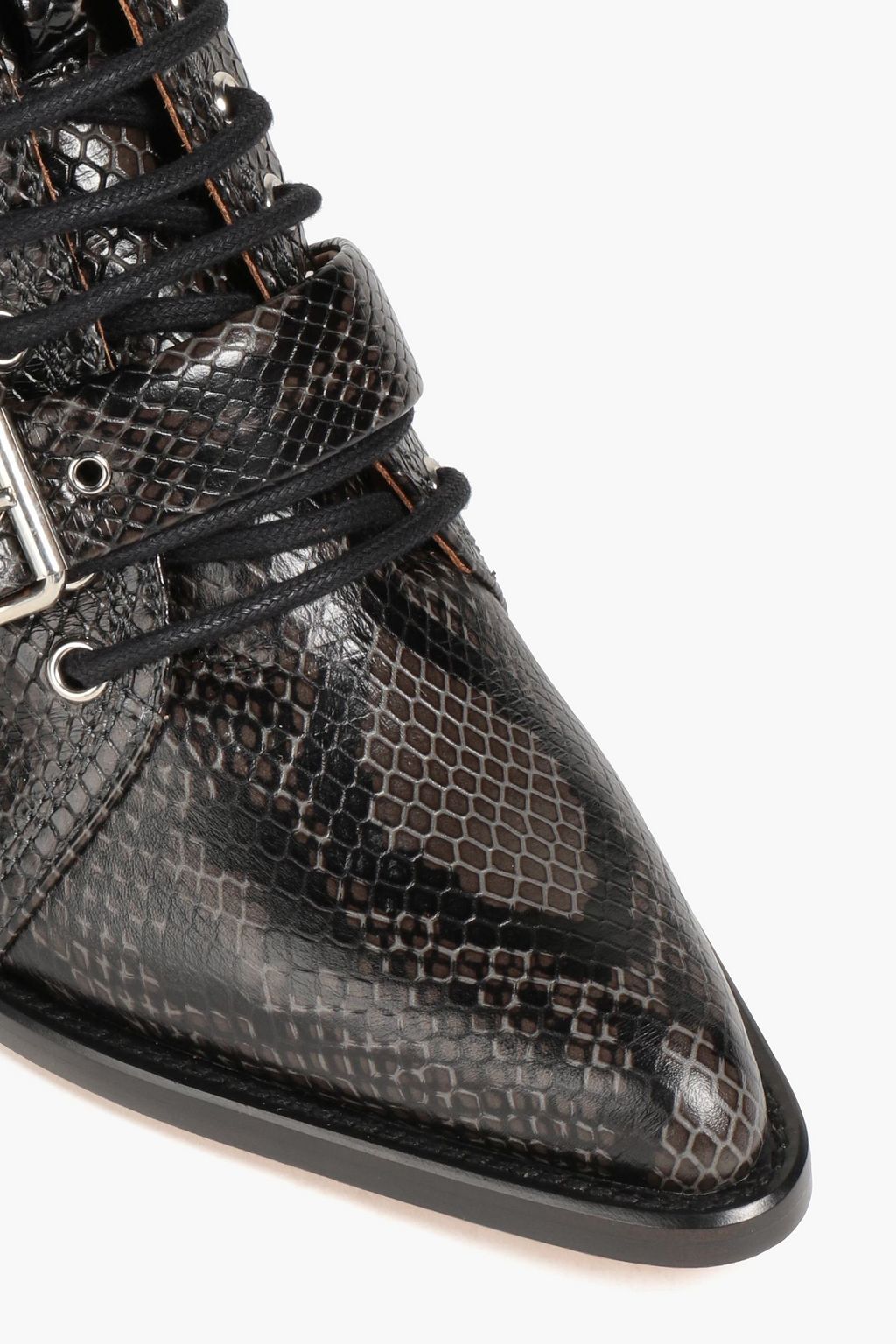 CHLOÉ Rylee cutout snake-effect leather ankle boots