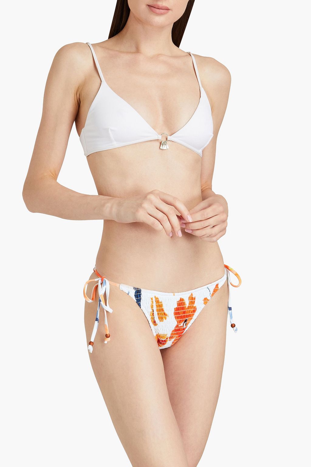 SEAFOLLY سروال بكيني بخصر متوسط الارتفاع بطبعات على شكل زهور مزين بالخرز