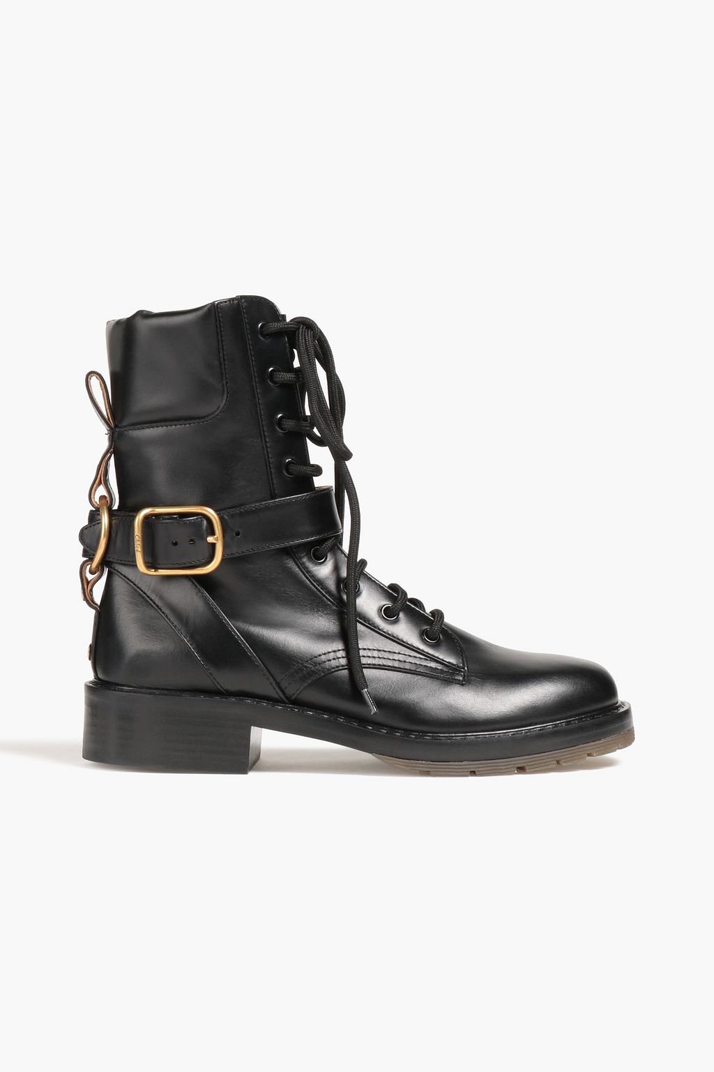 CHLOE Diane buckled leather combat boots THE OUTNET