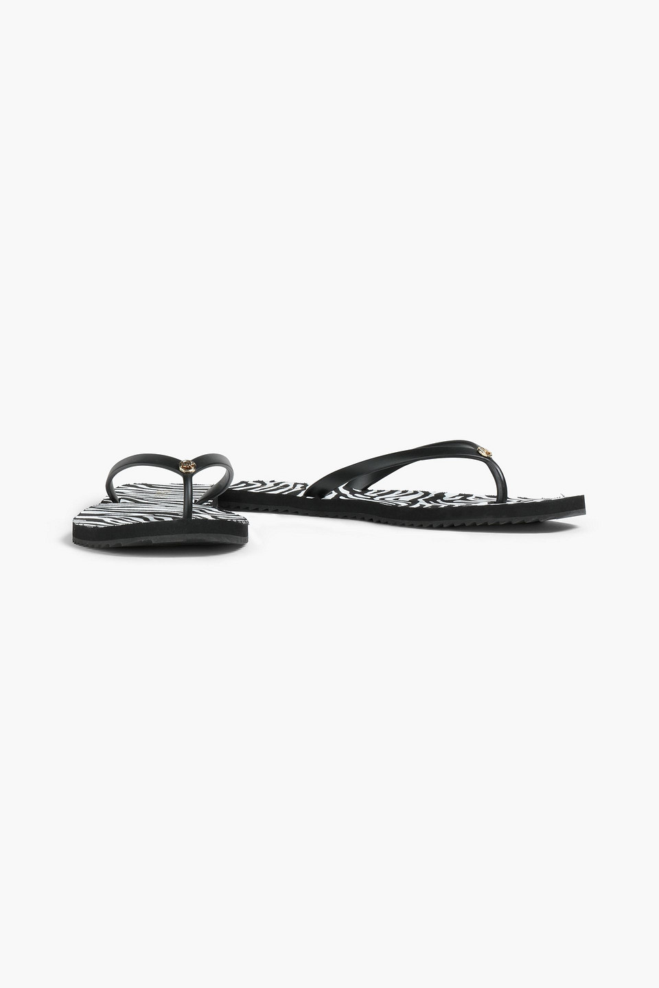 Michael Michael Kors Zebra-print Pvc Flip Flops In Black