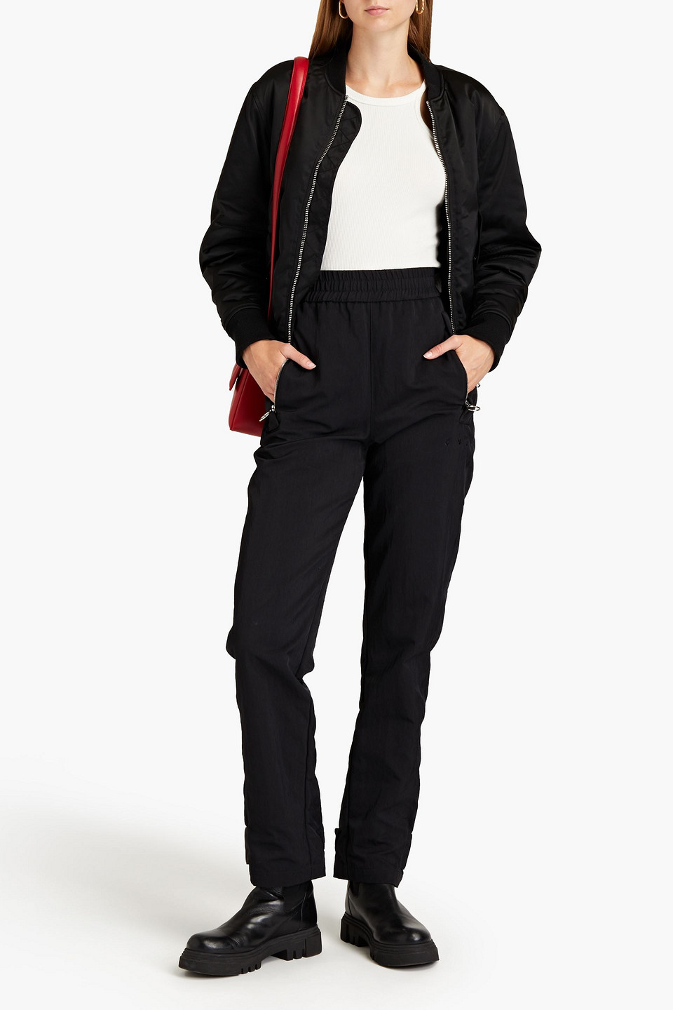 Off-white Twill Track Trousers In Black