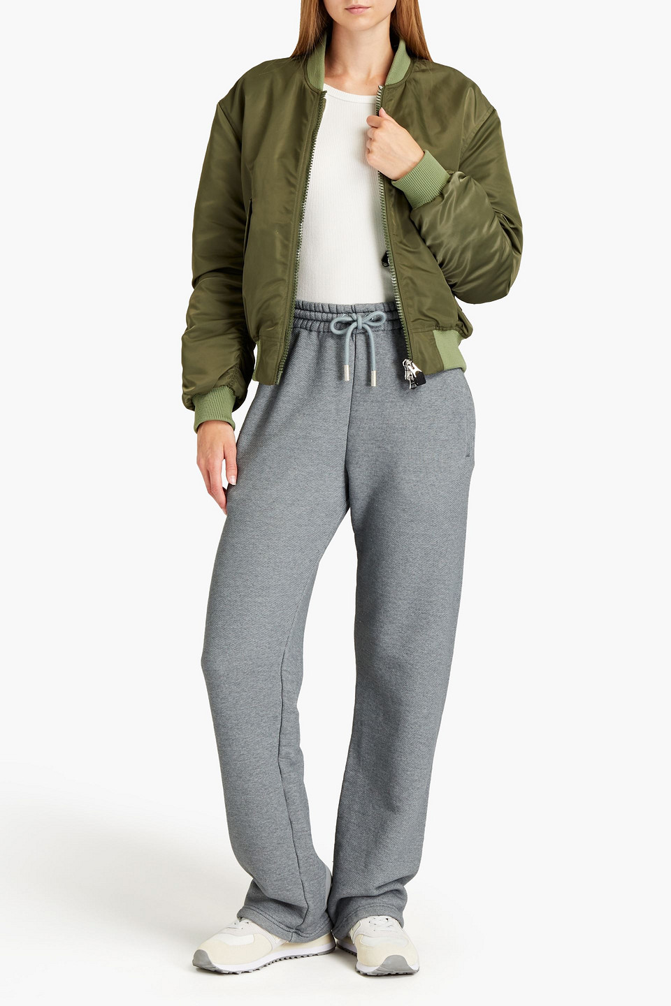 Off-white Printed French Cotton-blend Terry Track Trousers In Grey