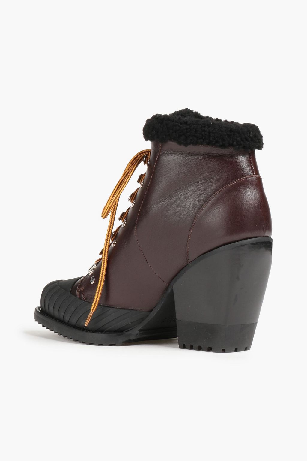 CHLOÉ Shearling-trimmed leather ankle boots