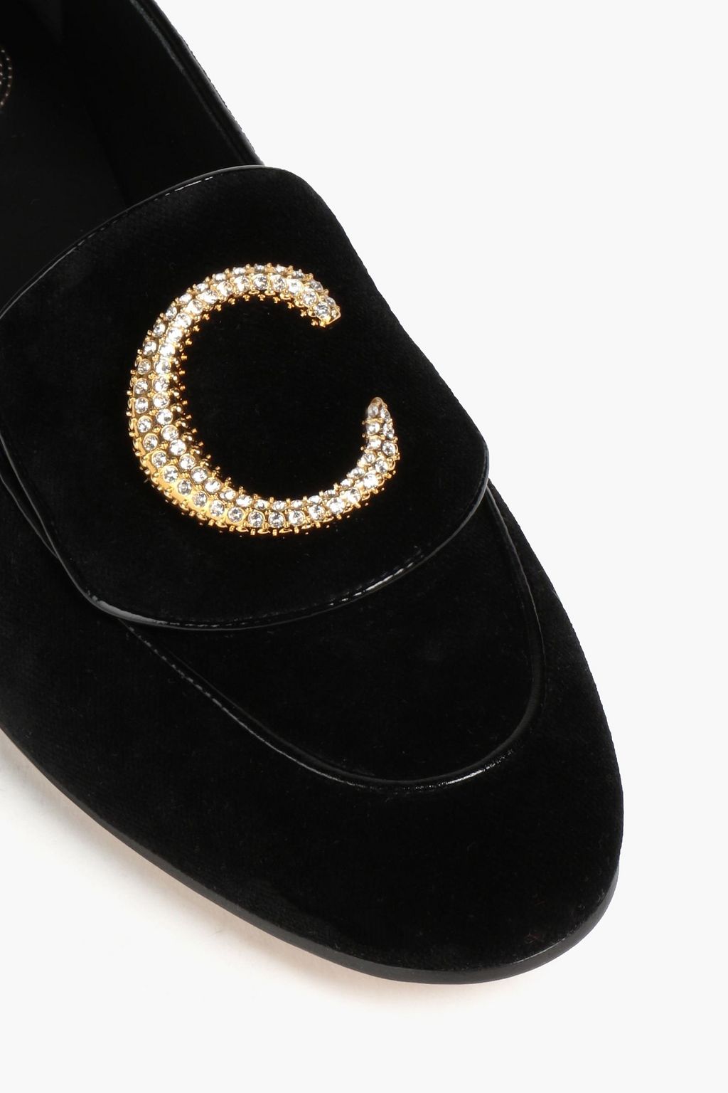 CHLOÉ Crystal-embellished leather loafers