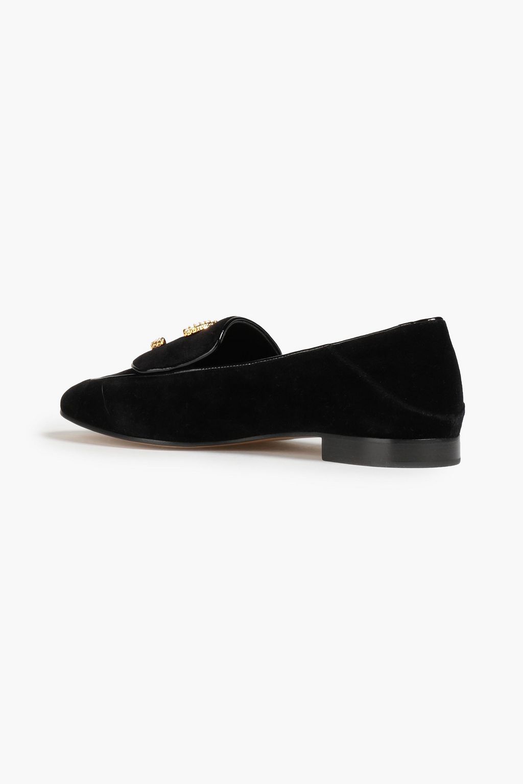 CHLOÉ Crystal-embellished leather loafers