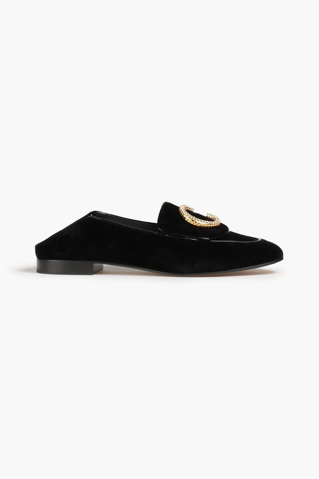 CHLOÉ Crystal-embellished leather loafers