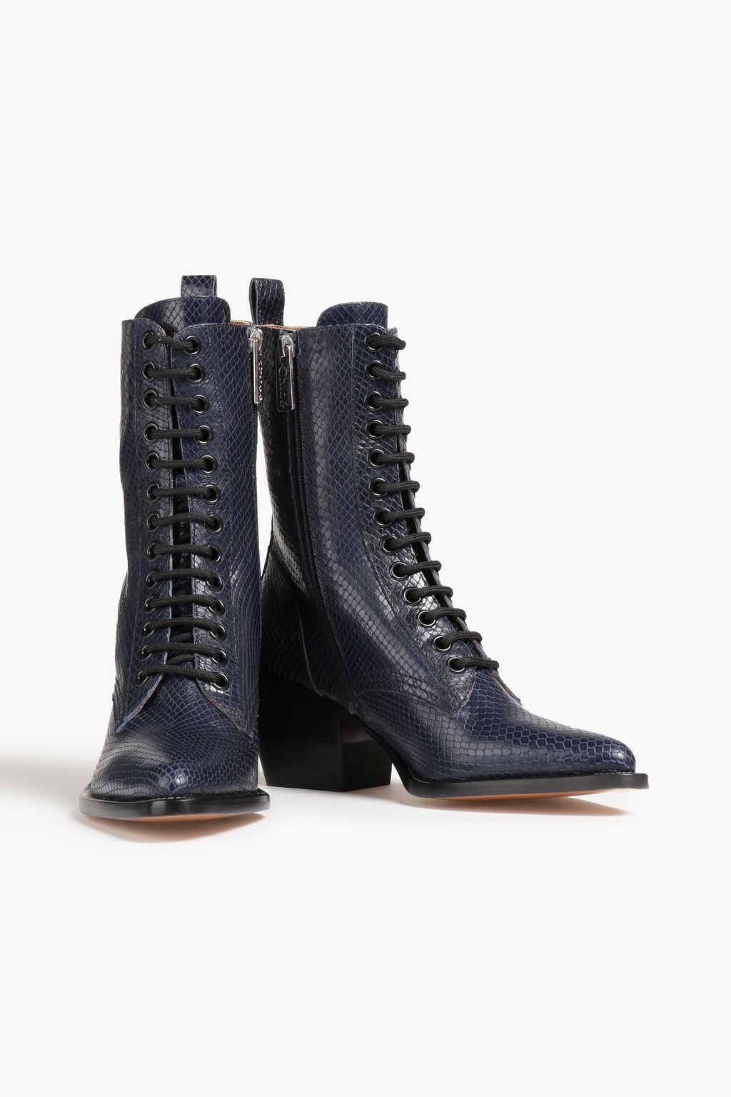 CHLOÉ 스네이크 이펙트 가죽 앵클 부츠