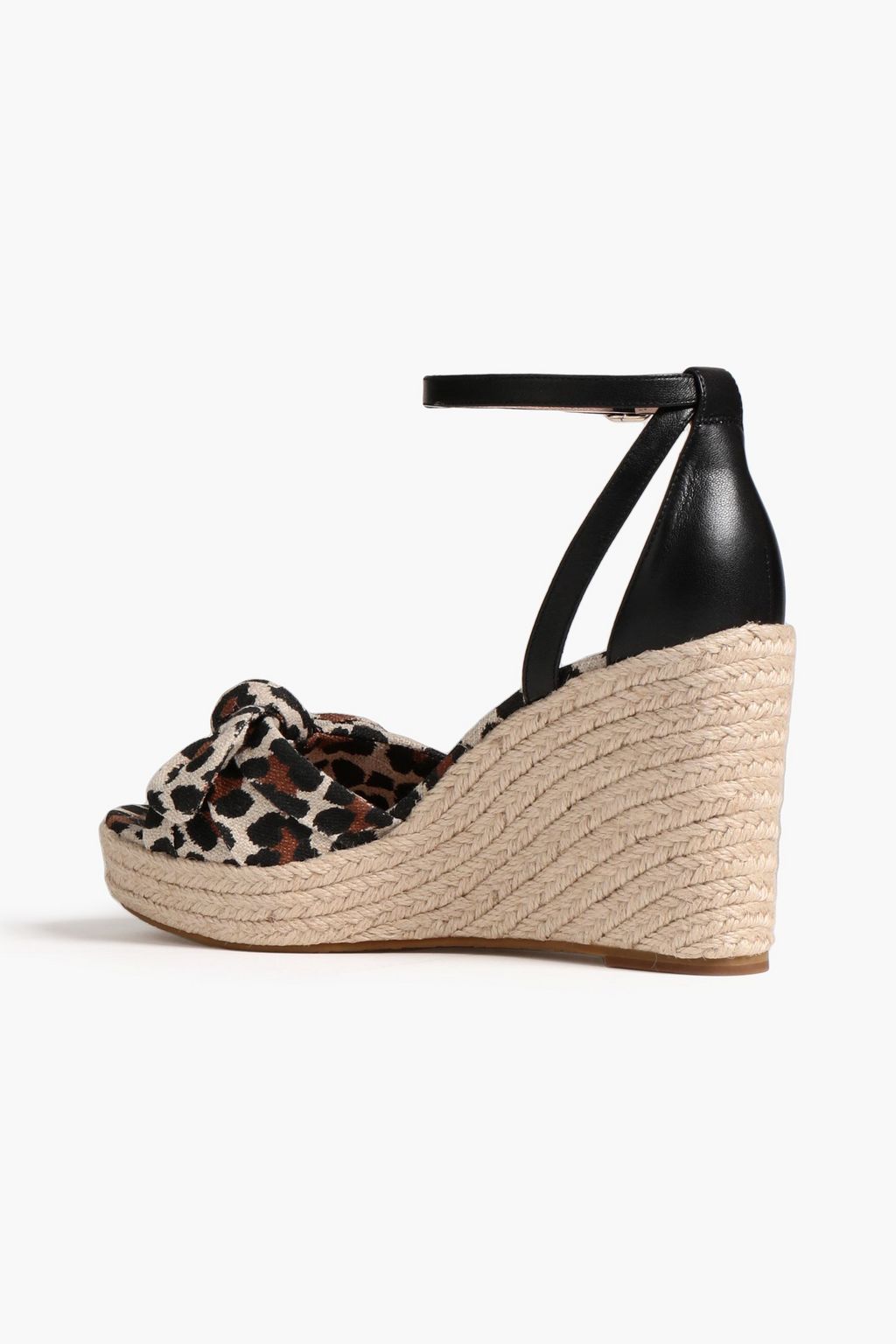 KATE SPADE NEW YORK Tianna leopard-print canvas and leather wedge espadrilles