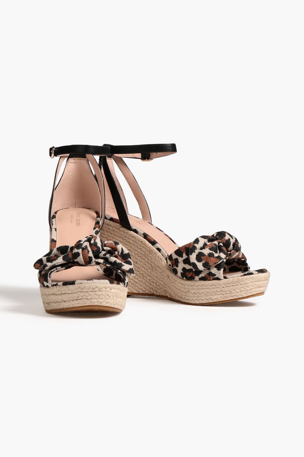 KATE SPADE NEW YORK Tianna leopard-print canvas and leather wedge espadrilles