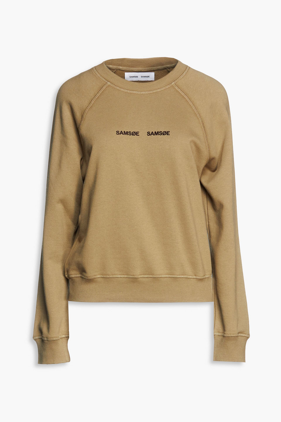 Samsoe & Samsoe Barletta Flocked Organic Cotton-blend Fleece Sweatshirt In Brown