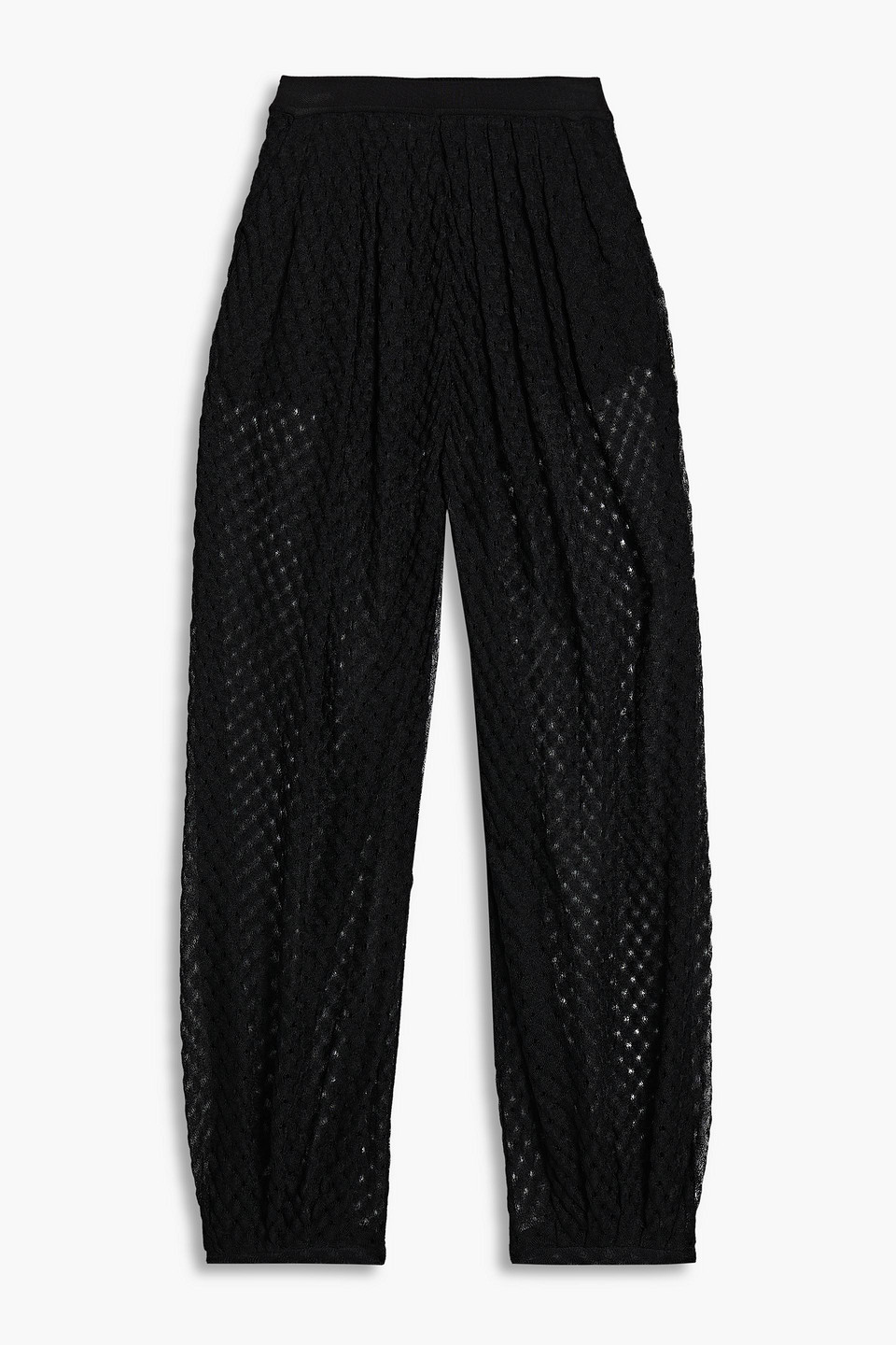 missoni - pleated crochet-knit tapered pants - black - it 40