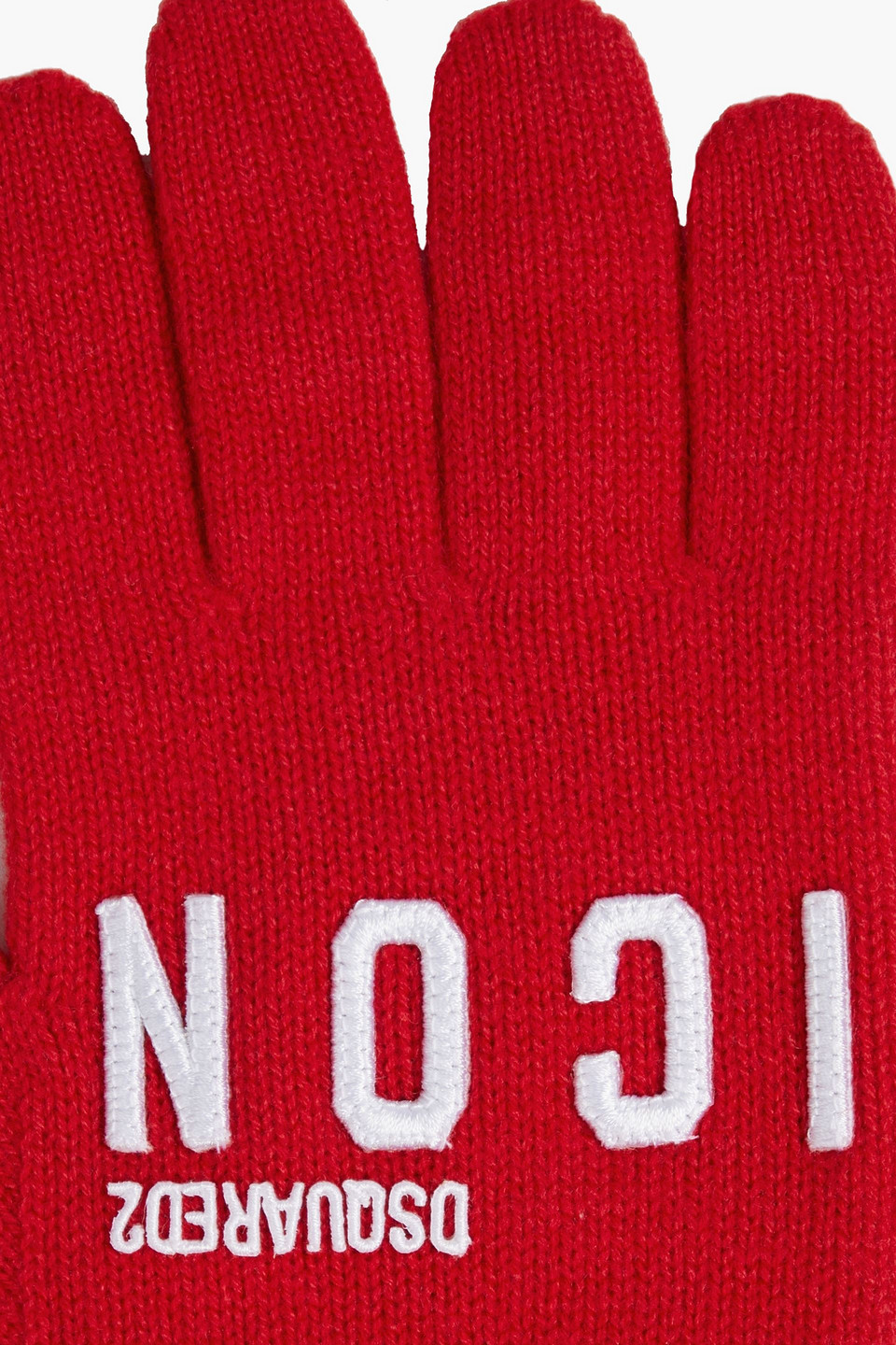 Dsquared2 Icon Appliquéd Wool Gloves In Red