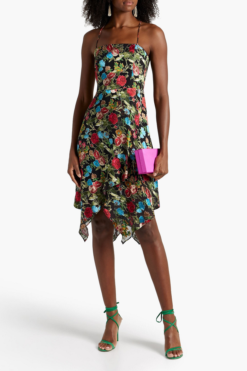 alice and olivia chiffon dress Alice + Olivia Women's Blue Knifepleated Chiffon Halter Maxi Dress 