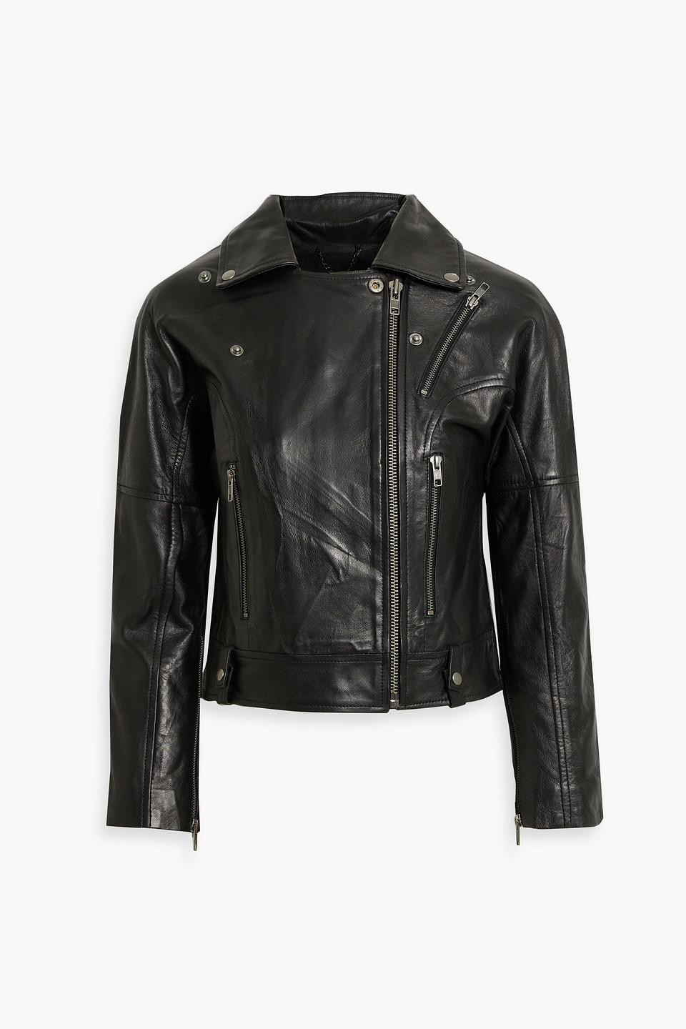 Muubaa Charlie Leather Biker Jacket In Black