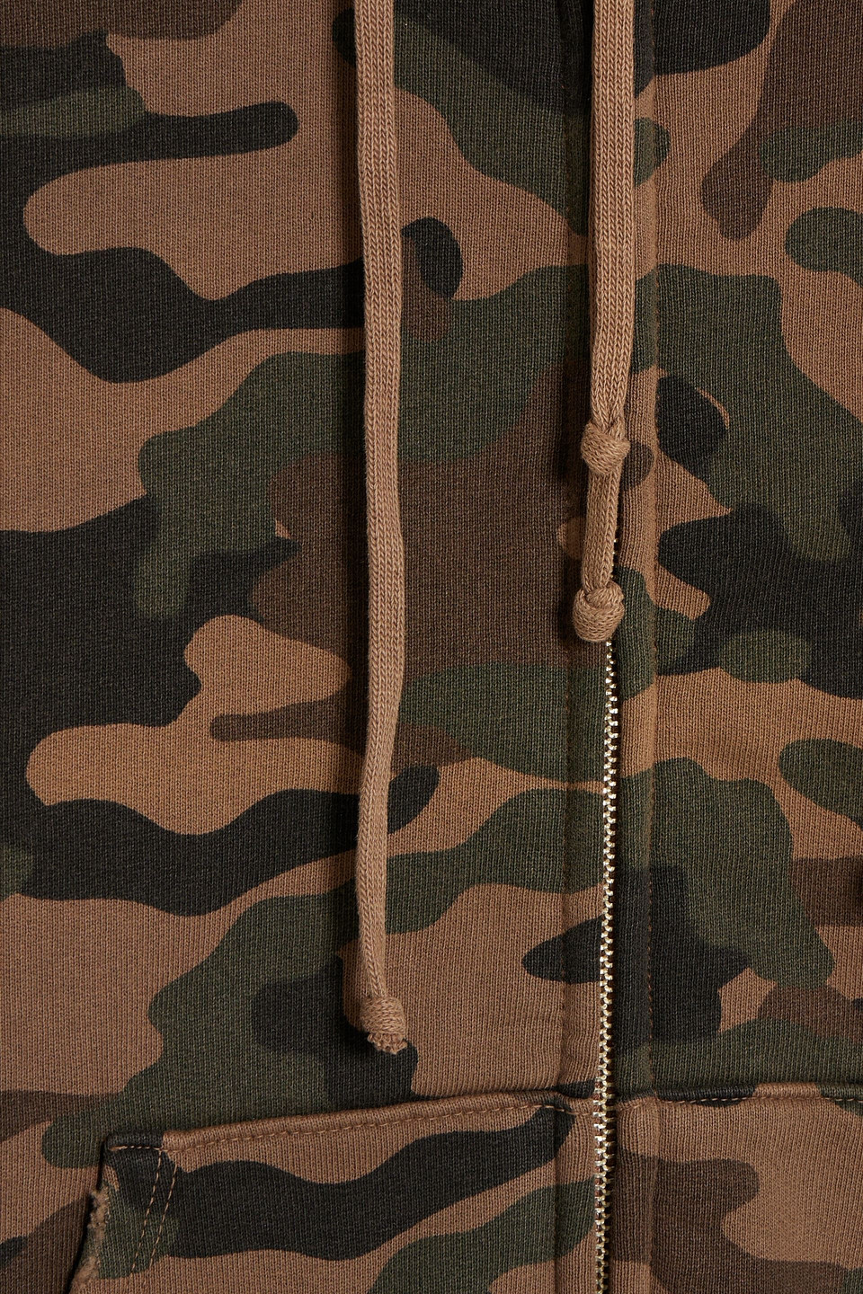Nili Lotan Callie Camouflage French Cotton-terry Zip-up Hoodie In Brown