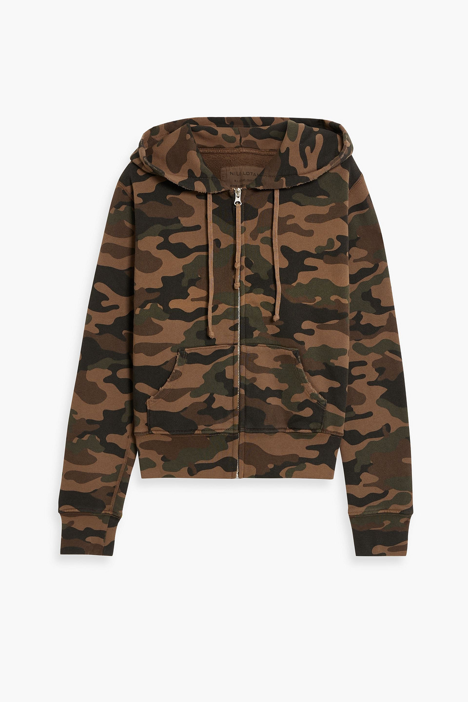 Nili Lotan Callie Camouflage French Cotton-terry Zip-up Hoodie In Brown