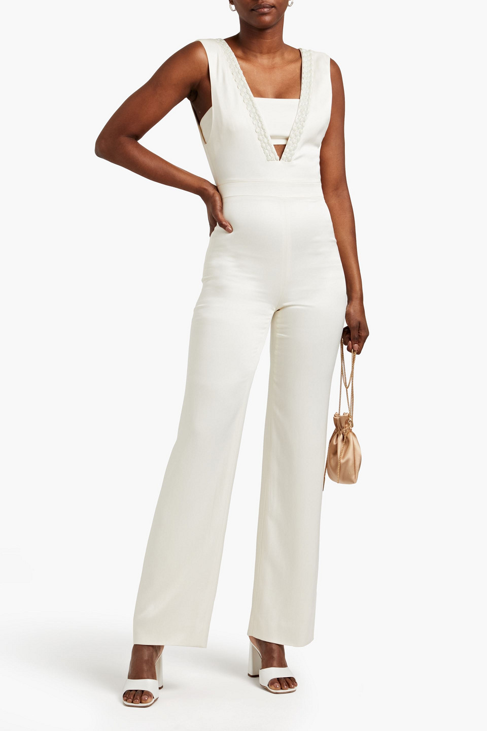  Semsem - Farah Jumpsuit Aus Seiden-twill - Weiß - Fr 32 