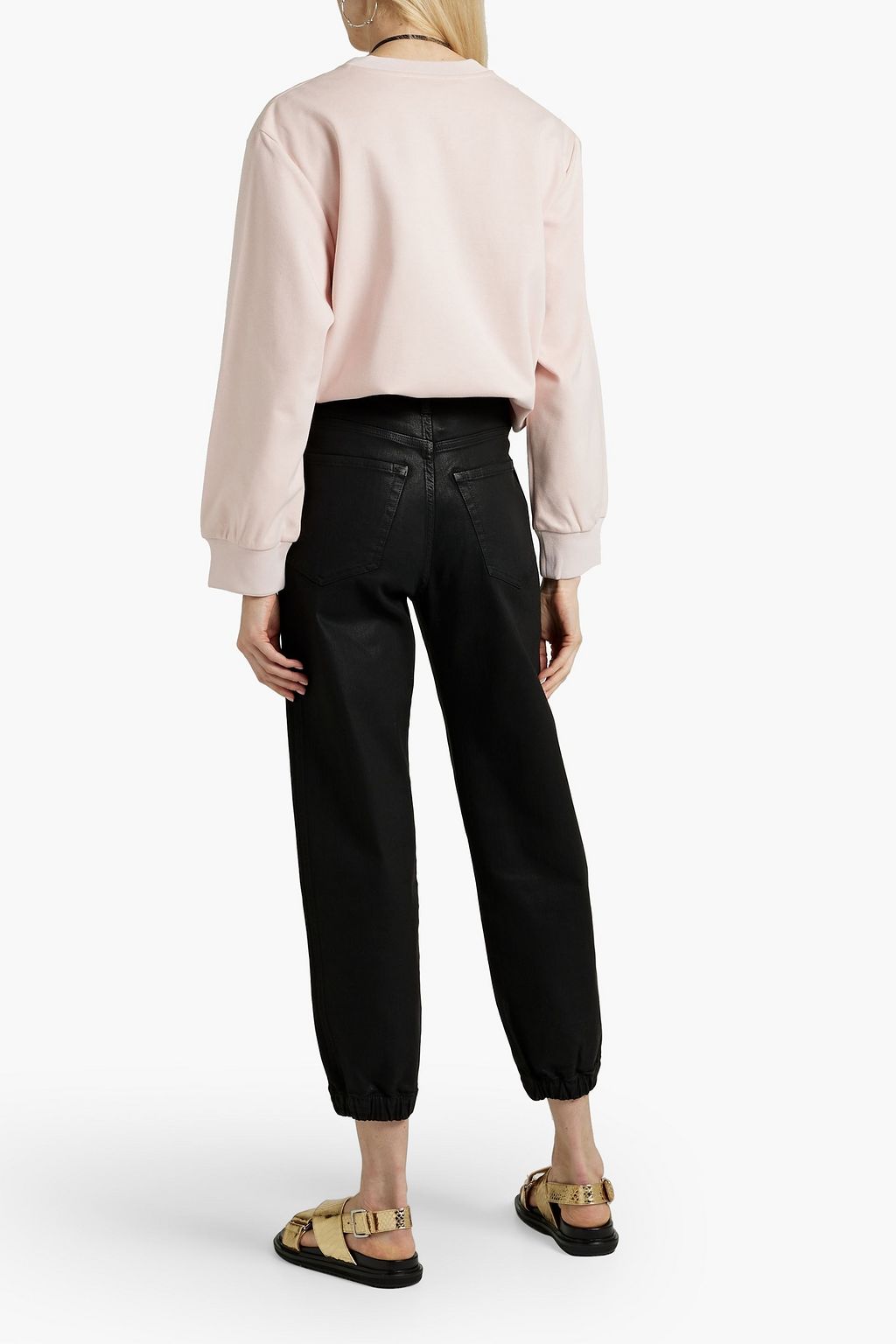 FRAME The Lounge cropped coated boyfriend jeans THE