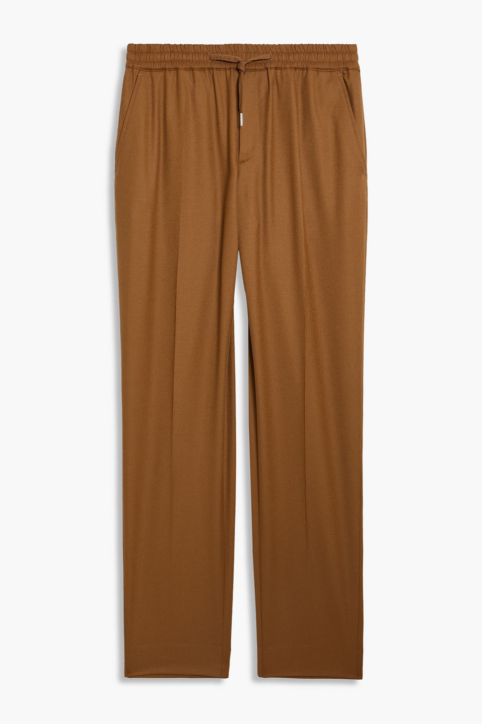 Sandro Alpha Wool-flannel Drawstring Pants In Brown