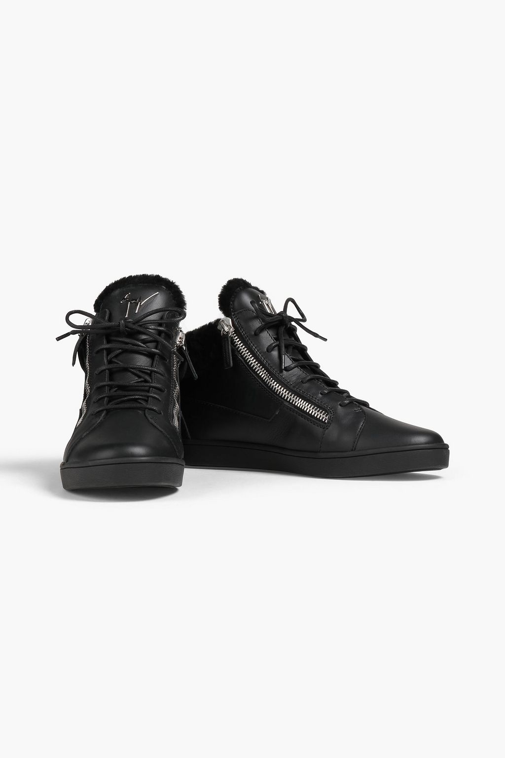 GIUSEPPE ZANOTTI Brek 지퍼 디테일 가죽 스니커즈