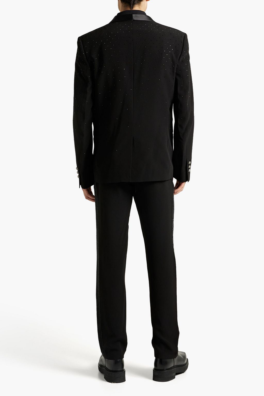 BALMAIN Crystal-embellished crepe tuxedo pants