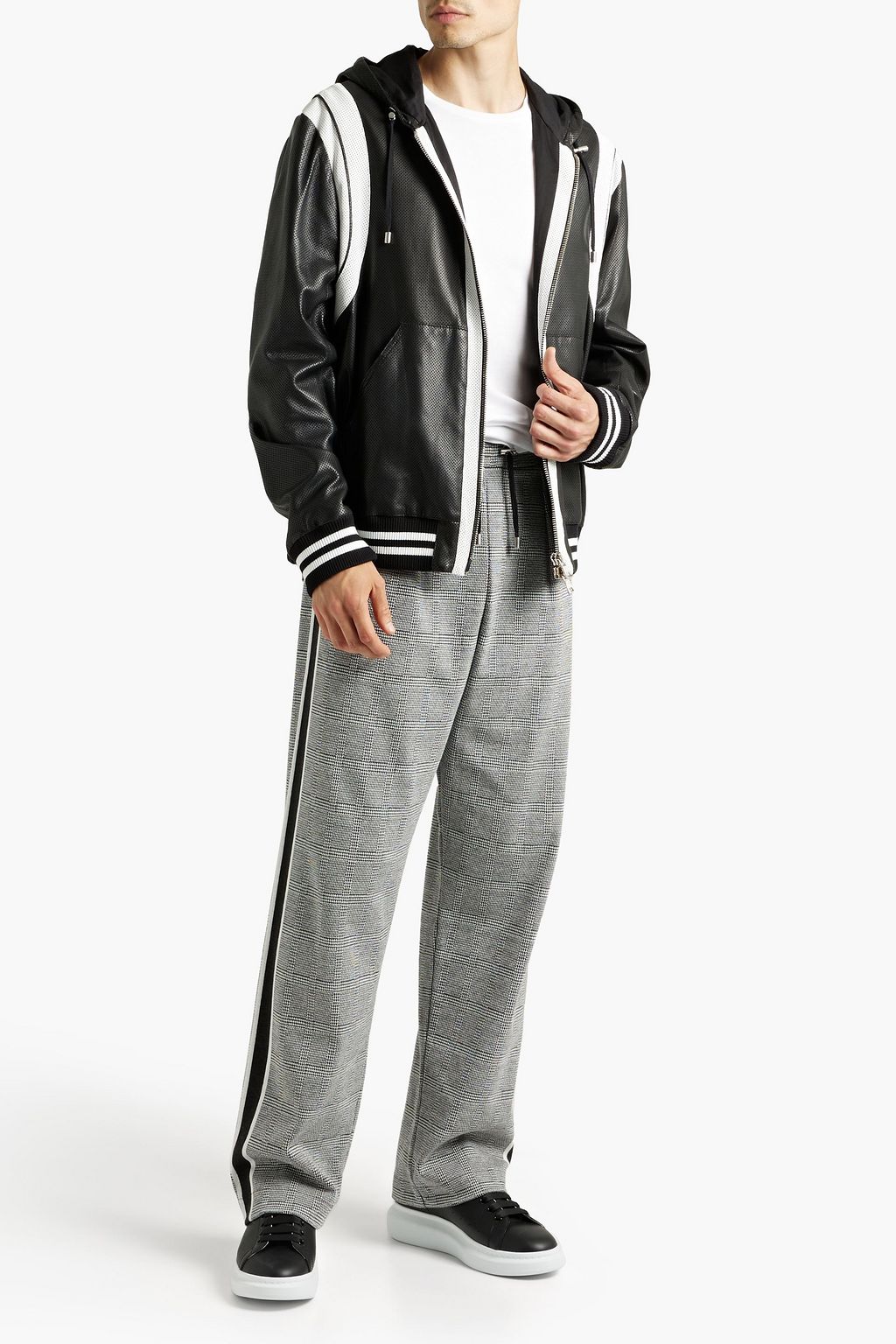 BALMAIN Houndstooth knitted drawstring pants