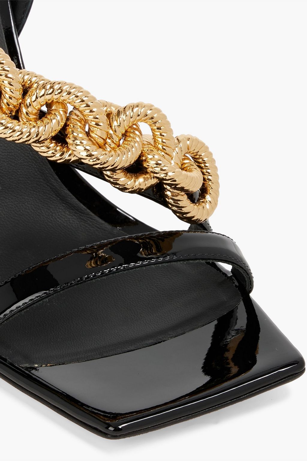 GIUSEPPE ZANOTTI Chain-trimmed patent-leather sandals