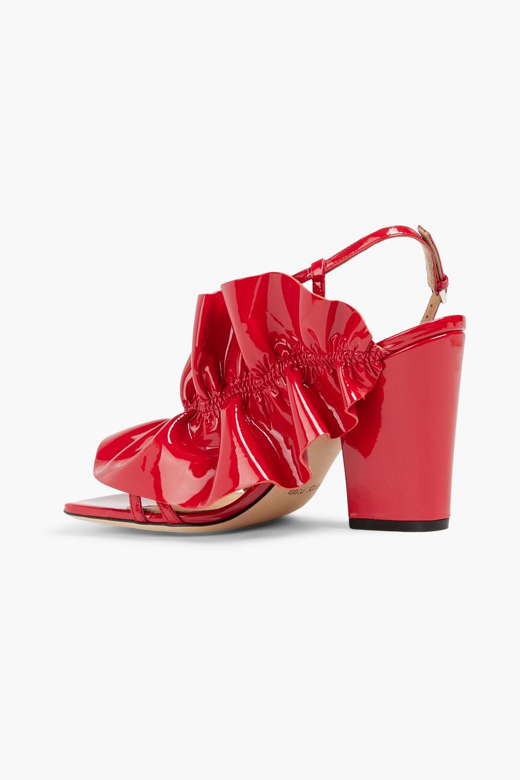 SERGIO ROSSI Ruffled patent-leather slingback sandals