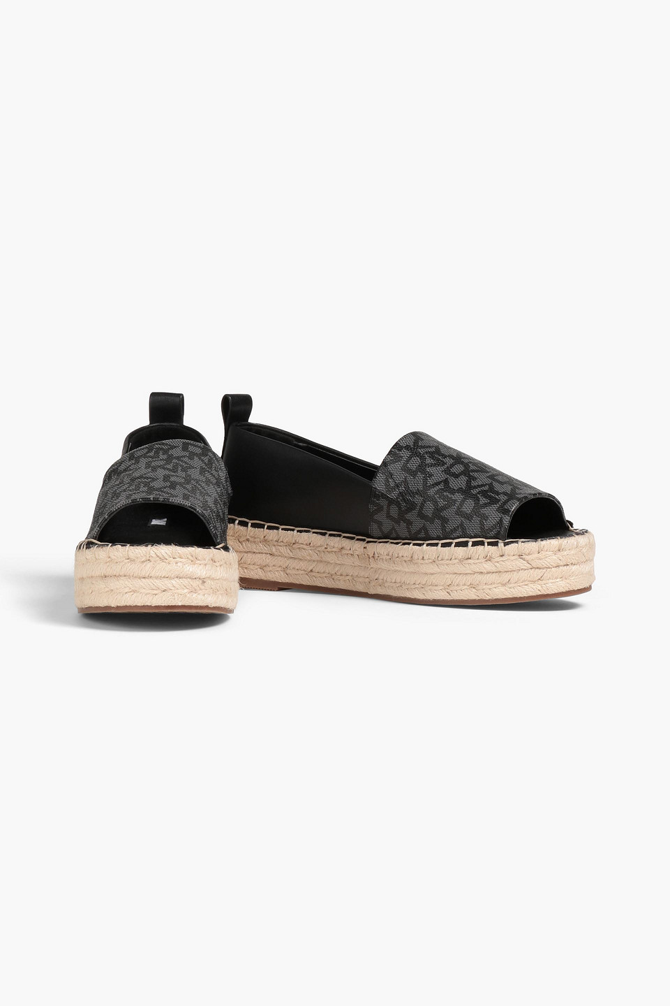 Dkny Magan Logo-print Canvas And Suede Espadrilles In Black