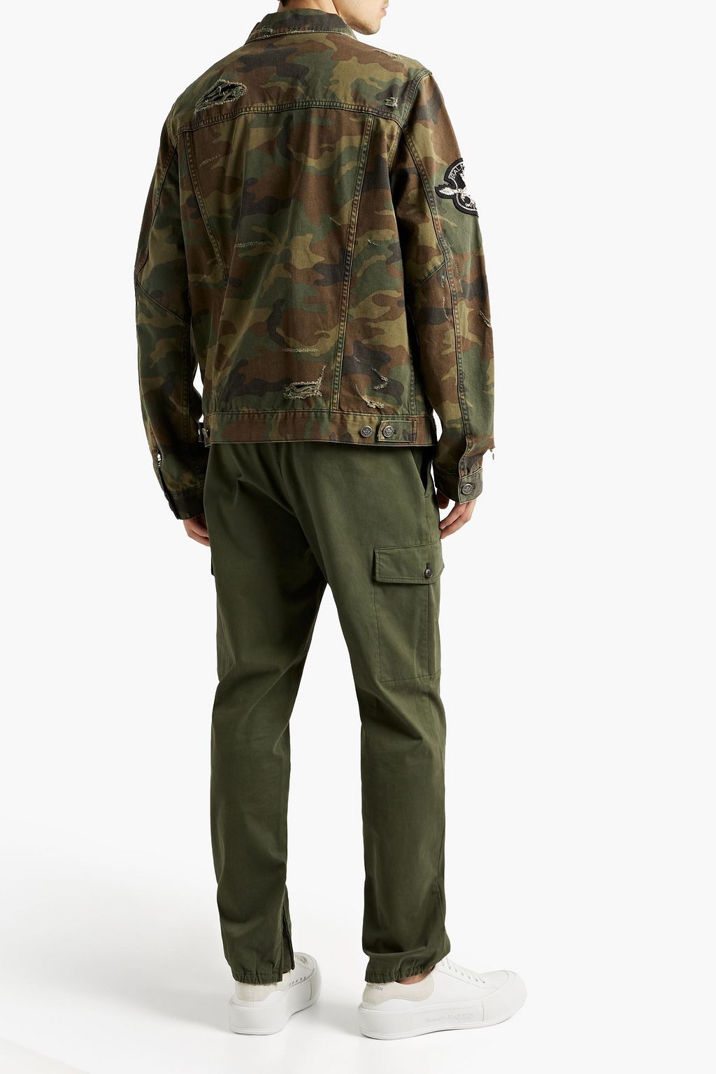 BALMAIN Overshirt aus Baumwoll-Twill mit Camouflagemuster in Distressed-Optik