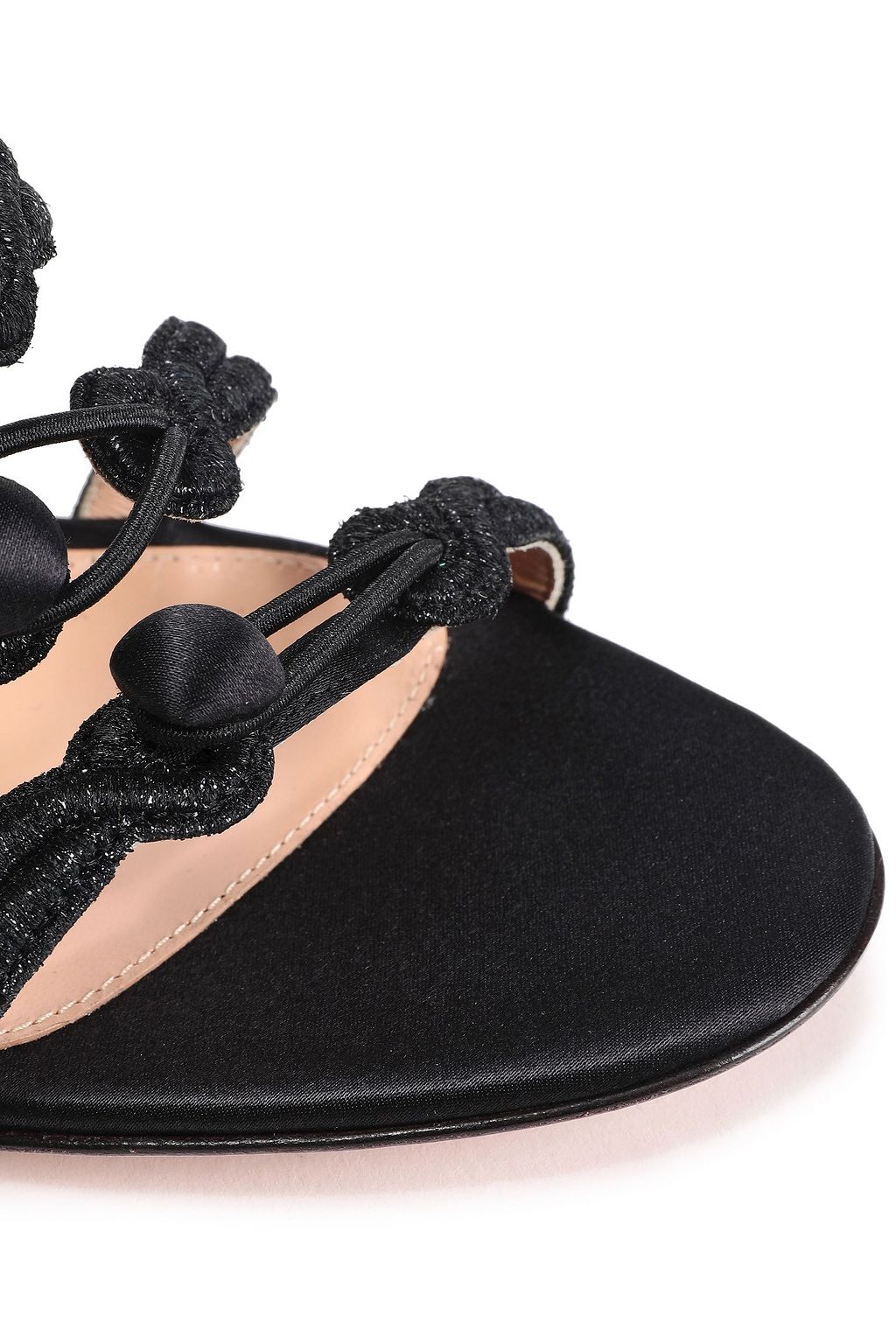 GIANVITO ROSSI Satin-trimmed lamé sandals