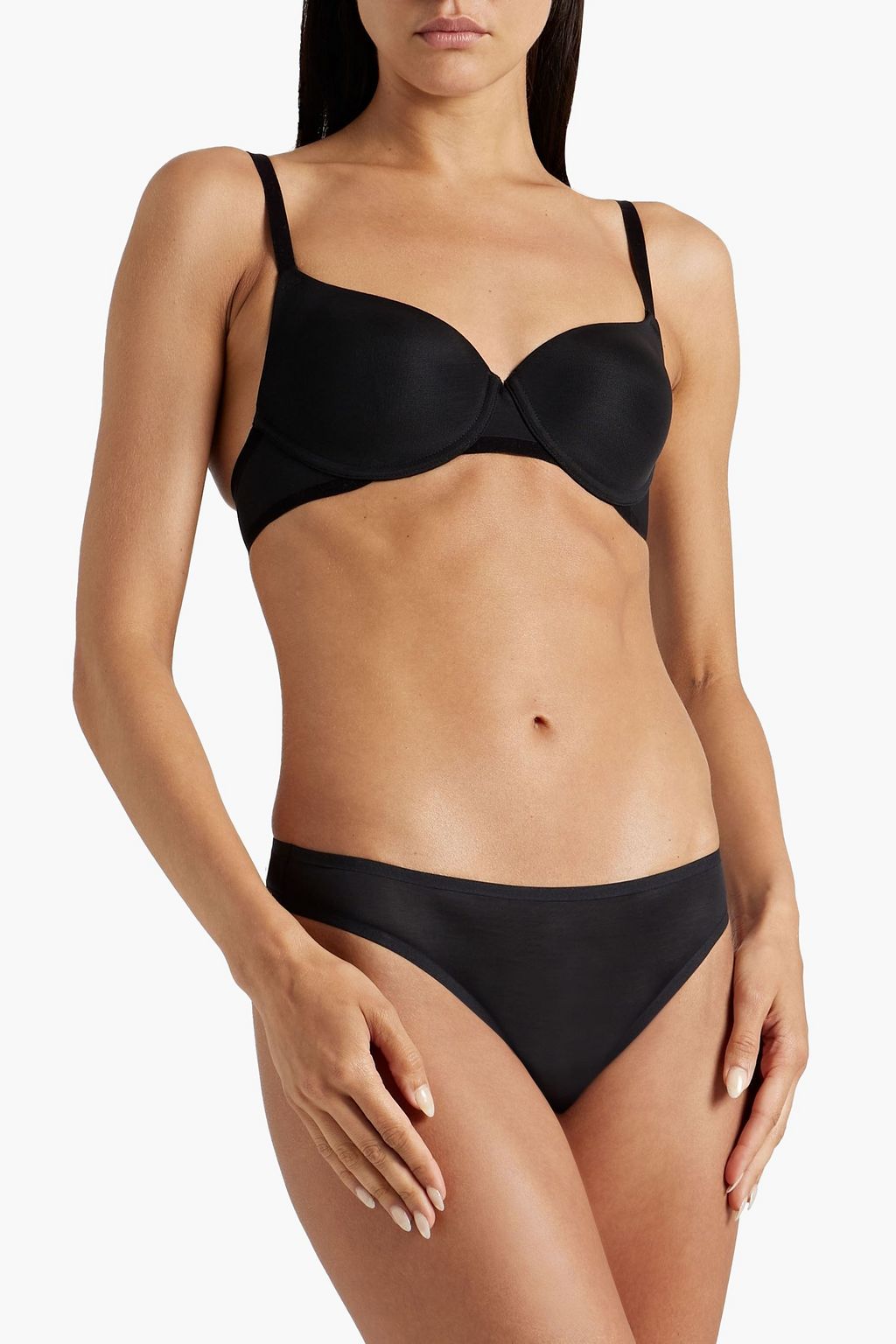 WOLFORD Velvet-trimmed stretch-tulle underwired bra