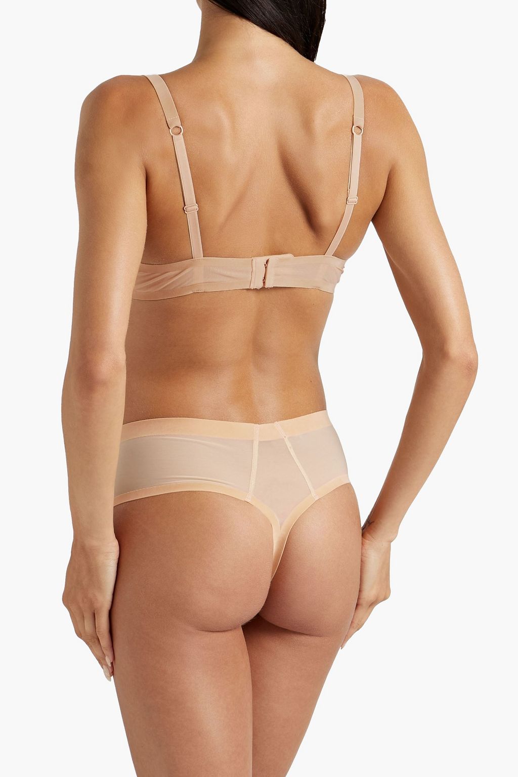 WOLFORD Velvet-trimmed stretch-tulle underwired bra