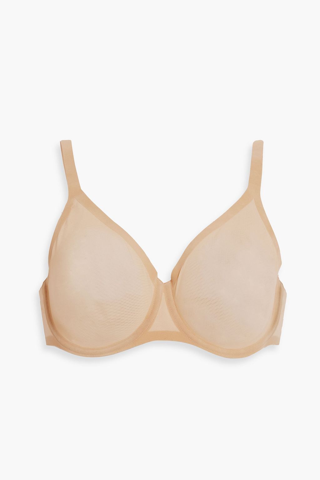 WOLFORD Velvet-trimmed stretch-tulle underwired bra