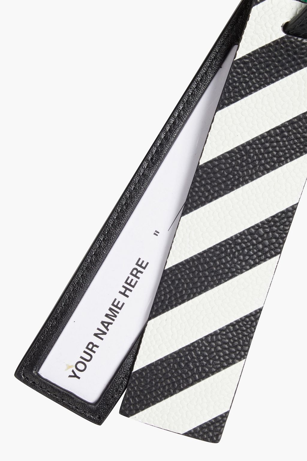 OFF-WHITE™ Striped pebbled-leather luggage tag